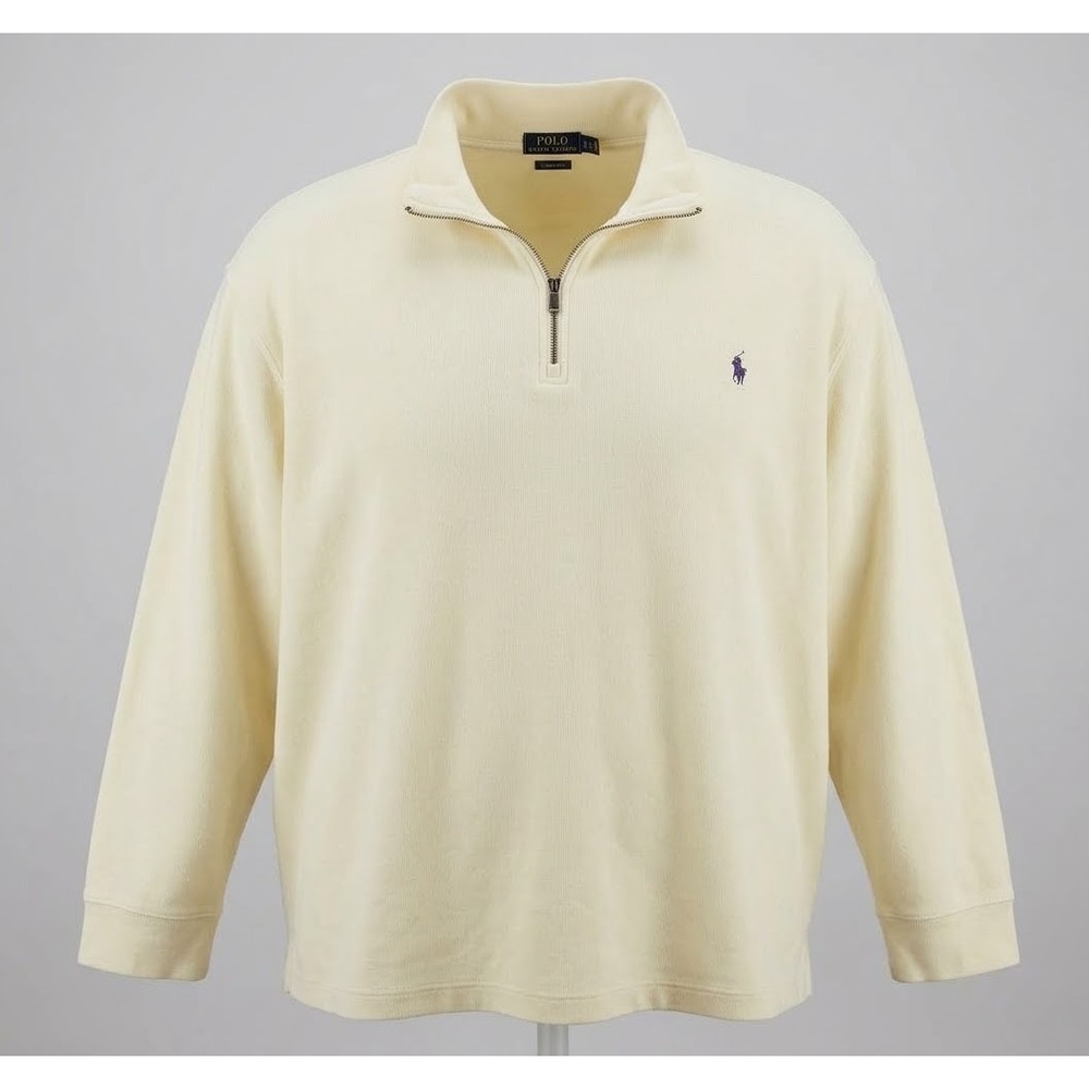 Polo Ralph Lauren Men's Ivory Colored Estate 1/4 Zip Pullover Sweater. Size 6XB